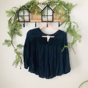 Free People navy blouse sz s